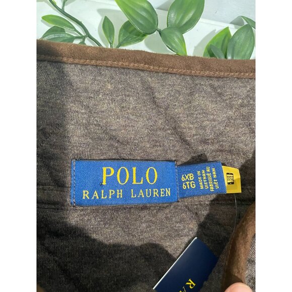 Polo Ralph Lauren Brown Heather Quilted Pullover Sweatshirt 6XB Cotton Blend Men - Picture 9 of 16